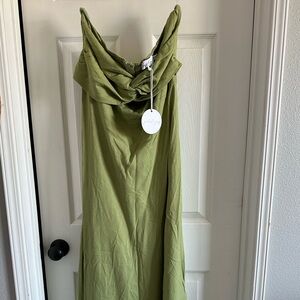 Petal & Pup Olive Strapless Cutout Dress